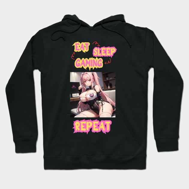 Eat Sleep Gaming Repeat Anime Girl Hoodie by Clicks Clothes